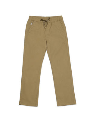 U S Polo Assn Kids Mid Rise Solid Twill Trousers