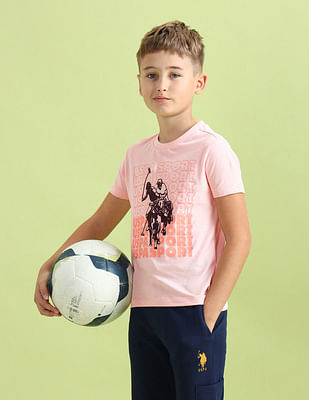 U S Polo Assn Kids Boys Brand Printed Regular Fit T-Shirt