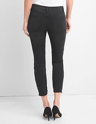 S.GAP Buy GAP Women Black Mid Rise Moto True Skinny Ankle Jeans With Zip