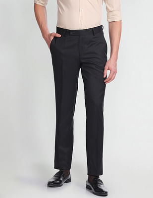 Arrow Tailored Regular Fit Solid Formal Trousers