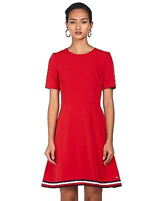 fit and flare shirt dress with sleeves