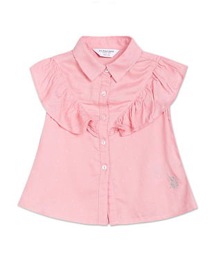 U S Polo Assn Kids Spread Collar Viscose Top