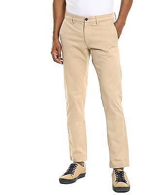 Arrow Brown Cotton Regular Fit Trousers