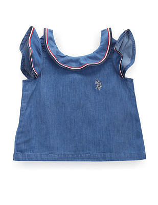 U S Polo Assn Kids Girls Sleeveless Rufflle Top