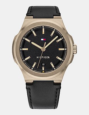 tommy hilfiger black analog watch