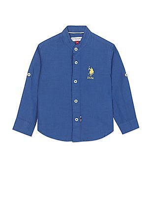 U S Polo Assn Kids Boys Mandarin Collar Solid Shirt