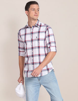 U S Polo Assn Tartan Checked Cotton Tailored Shirt