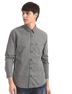 grey denim shirt