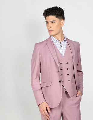 Arrow Men Pink Tailored Fit Three Piece Formal Suit - Price History