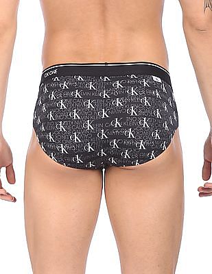 Buy Calvin Klein Underwear Men Black Elasticized Waistband Brand Print Hip  Briefs 