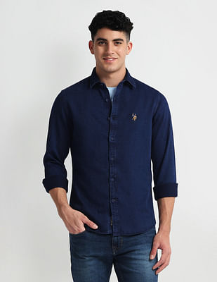 U S Polo Assn Denim Co Slim Fit Washed Denim Shirt