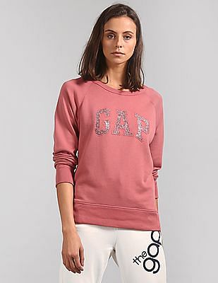 womens pink crew neck sweatshirt