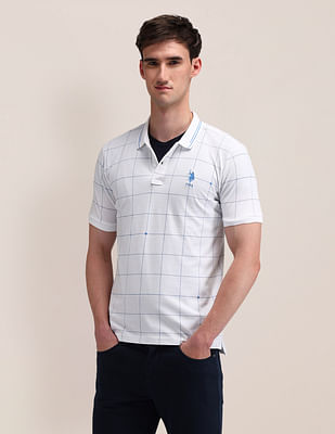 U S Polo Assn Slim Fit Printed Cotton Polo Shirt