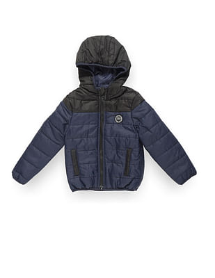 U S Polo Assn Kids Boys Colour Block Hooded Puffer Jacket