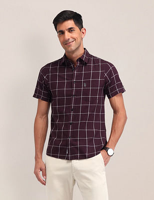 U S Polo Assn Windowpane Checked Tailored Fit Shirt