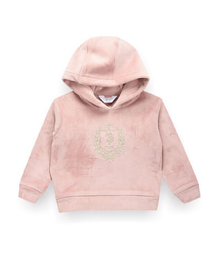 U S Polo Assn Kids Girls Ribbed Hooded Sweatshirt