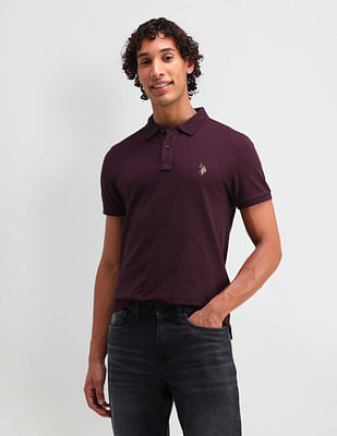 U S Polo Assn Denim Co Solid Cotton Muscle Fit Polo Shirt