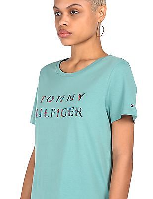 Tommy Hilfiger Logo-embroidered Cotton T-shirt In Green, 59% OFF