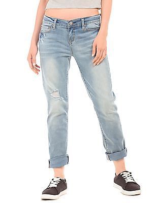 light wash distressed skinny jeans