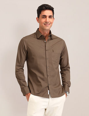 U S Polo Assn Micro Checked Tailored Fit Shirt