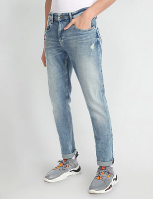 Flying Machine Slash Slim Tapered Fit Mid Rise Jeans