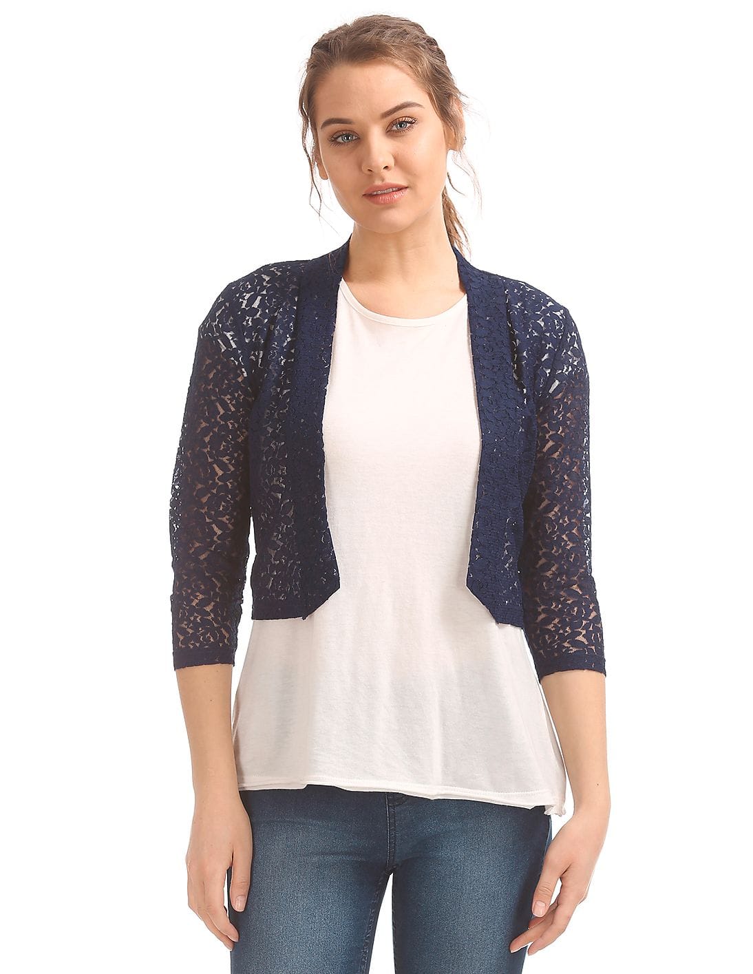 Buy SUGR Cropped Lace Shrug