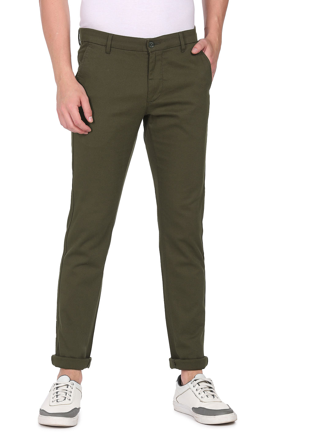 Buy Arrow Sports Bronson Slim Fit Solid Trousers - NNNOW.com