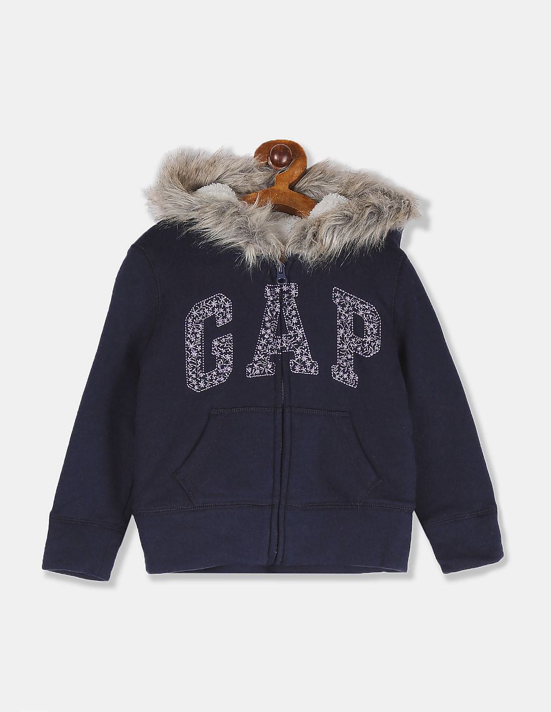 Buy GAP Girls Blue Embroidered Logo Hooded Sweatshirt - NNNOW.com
