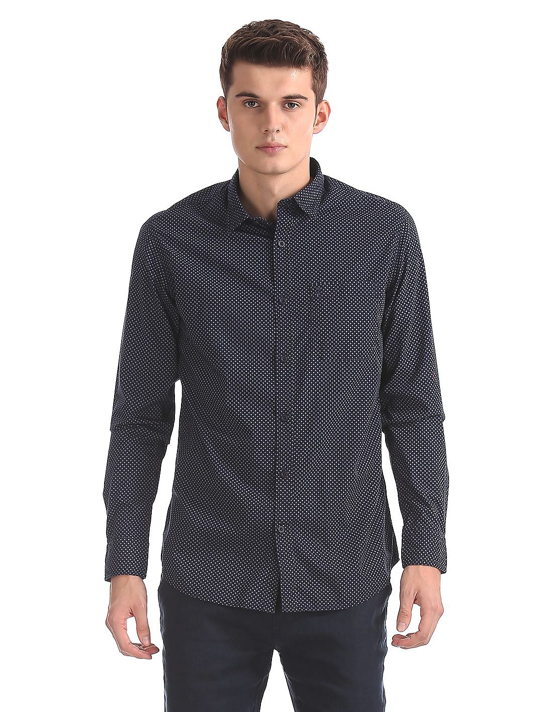 Buy Men Cutaway Collar Printed Shirt online at NNNOW.com