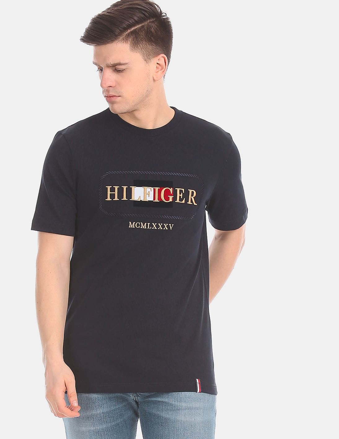 Buy Tommy Hilfiger Men Men Blue Icon Rope Frame Relaxed Organic Cotton T Shirt Nnnow Com