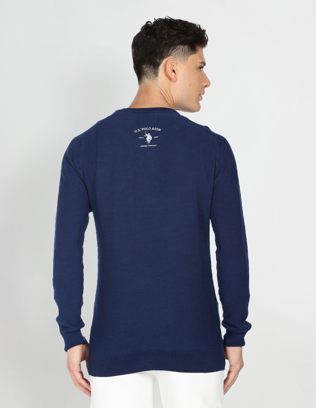 Buy U.S. Polo Assn. Denim Co. Crew Neck Cotton Textured Sweater
