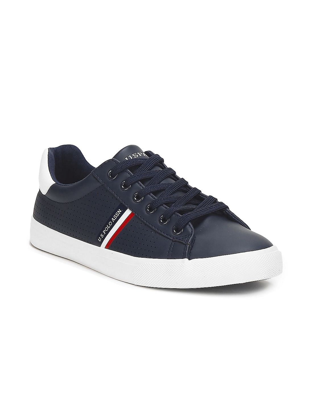 Buy U.S. Polo Assn. Men Navy Perforated Capron Lace Up Sneakers - NNNOW.com