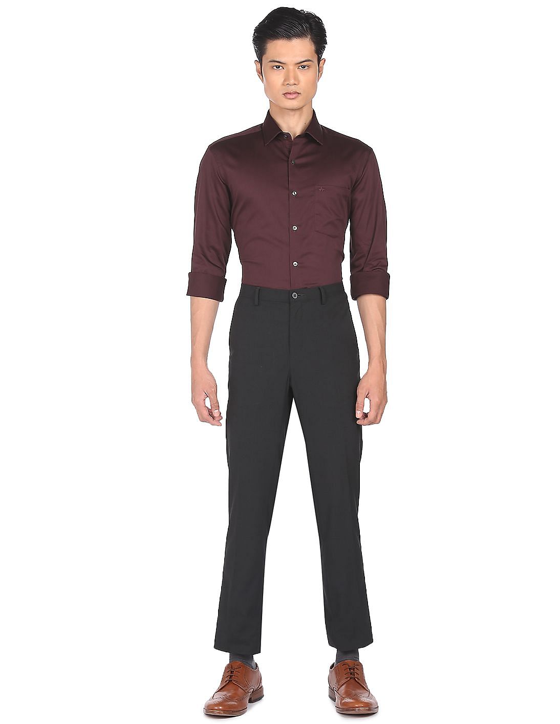 Louis Philippe Formal Shirts  Buy Louis Philippe Solid Maroon Shirt Online   Nykaa Fashion
