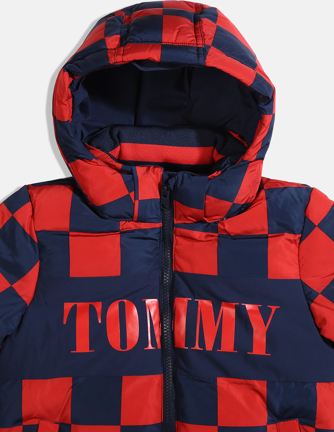 Buy Tommy Hilfiger Kids Boys Red Checker Board Pattern Puffer