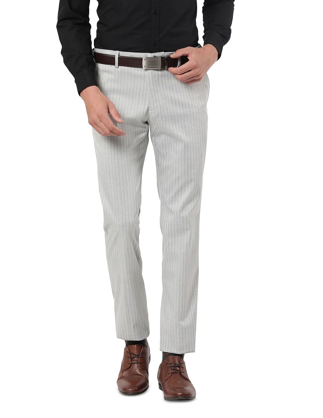Trouser Pant Mens Formal Non Pleated Stripe Trouser  MT113