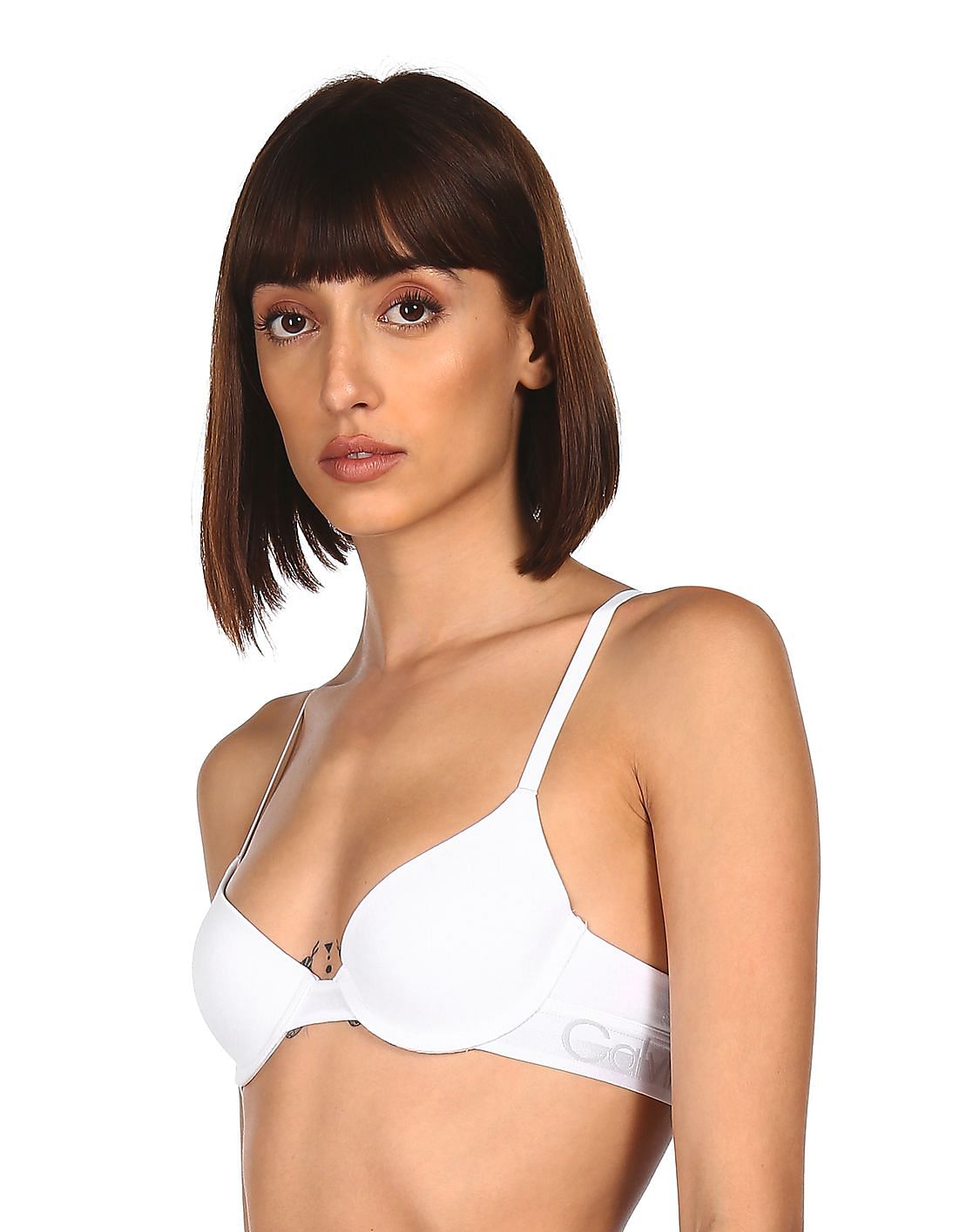 Buy Calvin Klein Underwear Women White Cross Back Strap Heathered Lift  Bralette - NNNOW.com