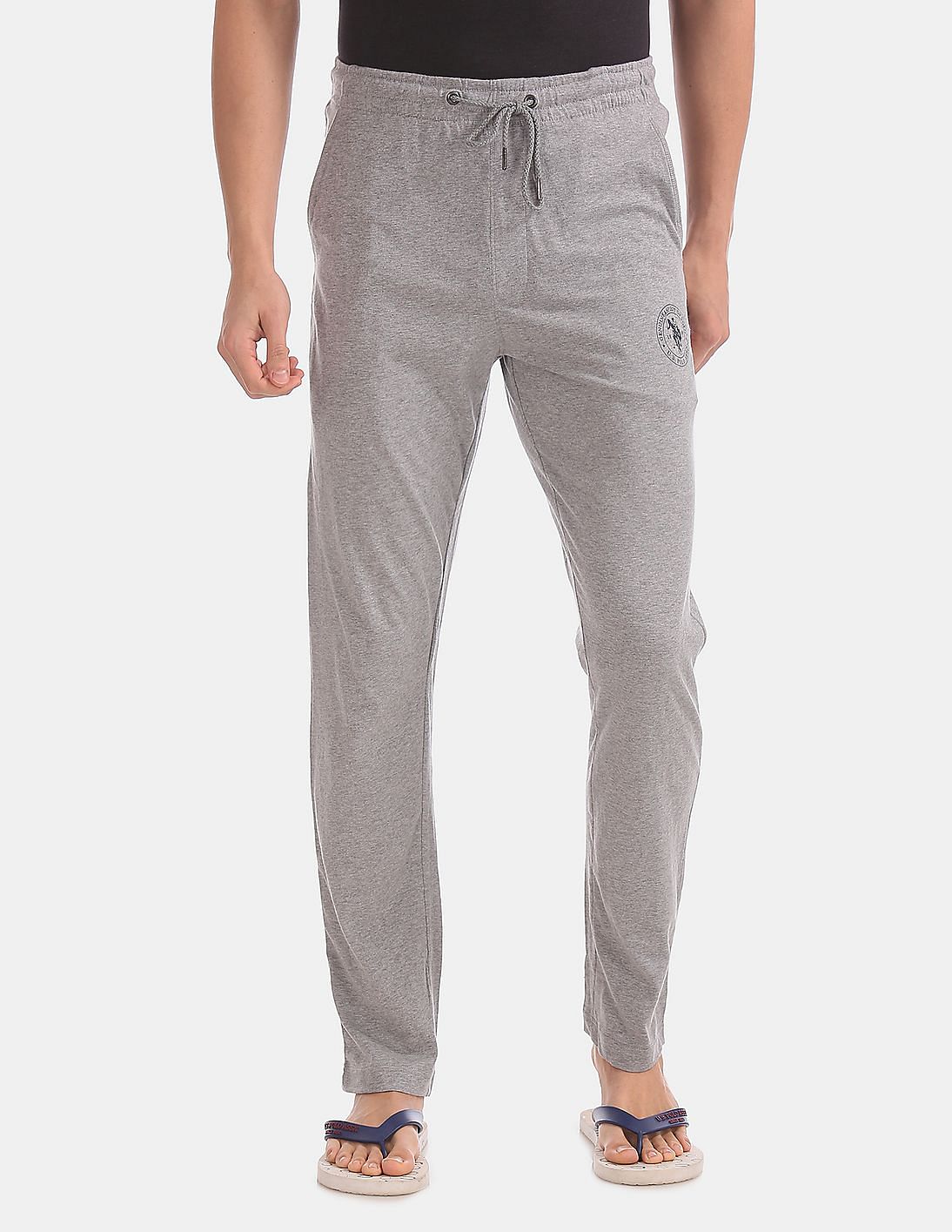 Buy USPA Innerwear Men Grey Heathered Knit Lounge Pants - NNNOW.com