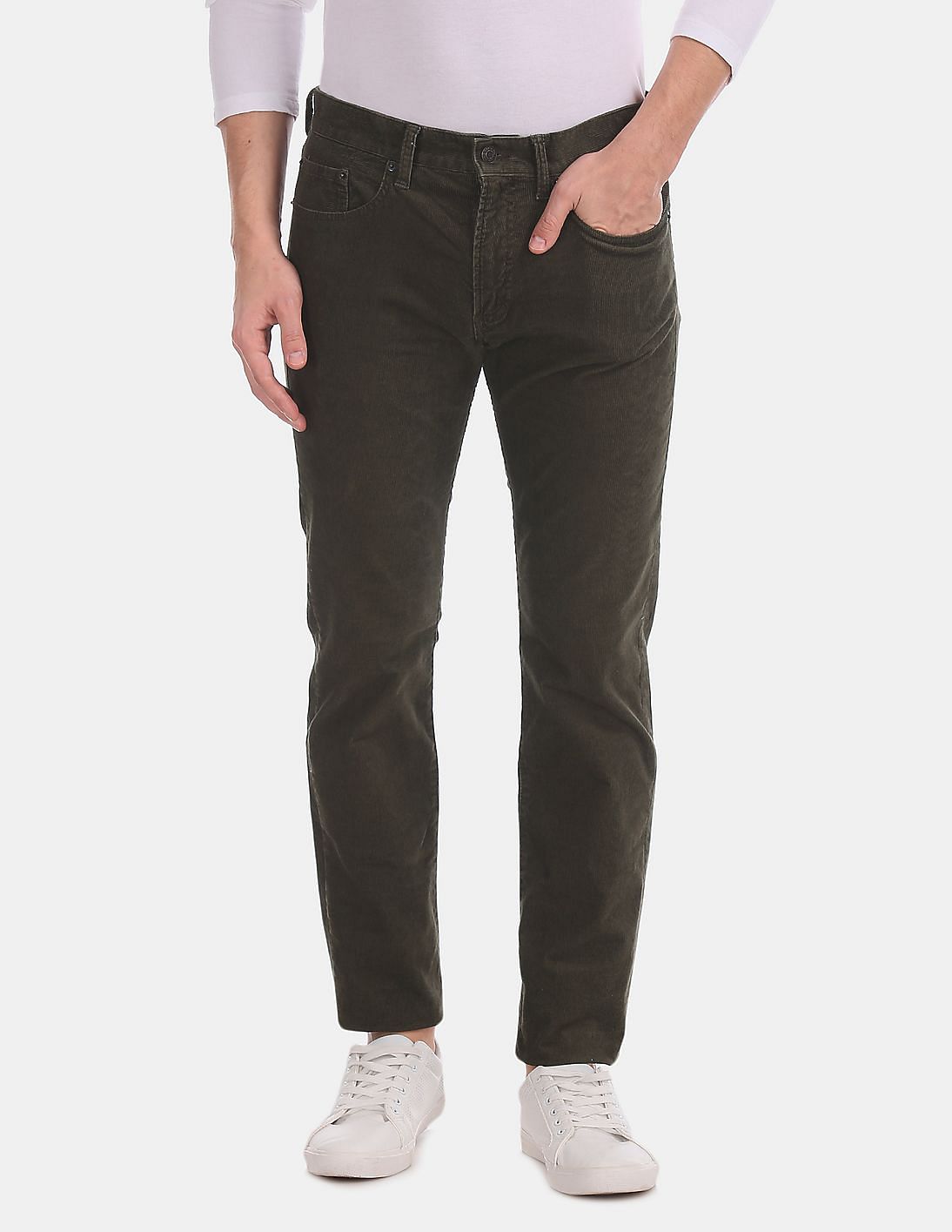 GAP Men Green Slim Fit Corduroy Jeans