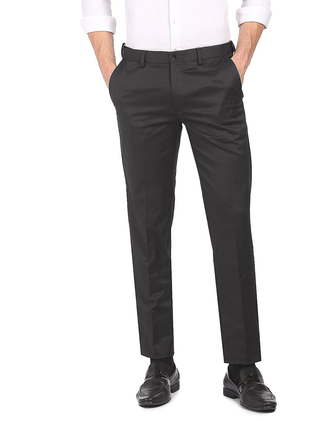 Buy Arrow Madison Fit Solid Formal Trousers - NNNOW.com