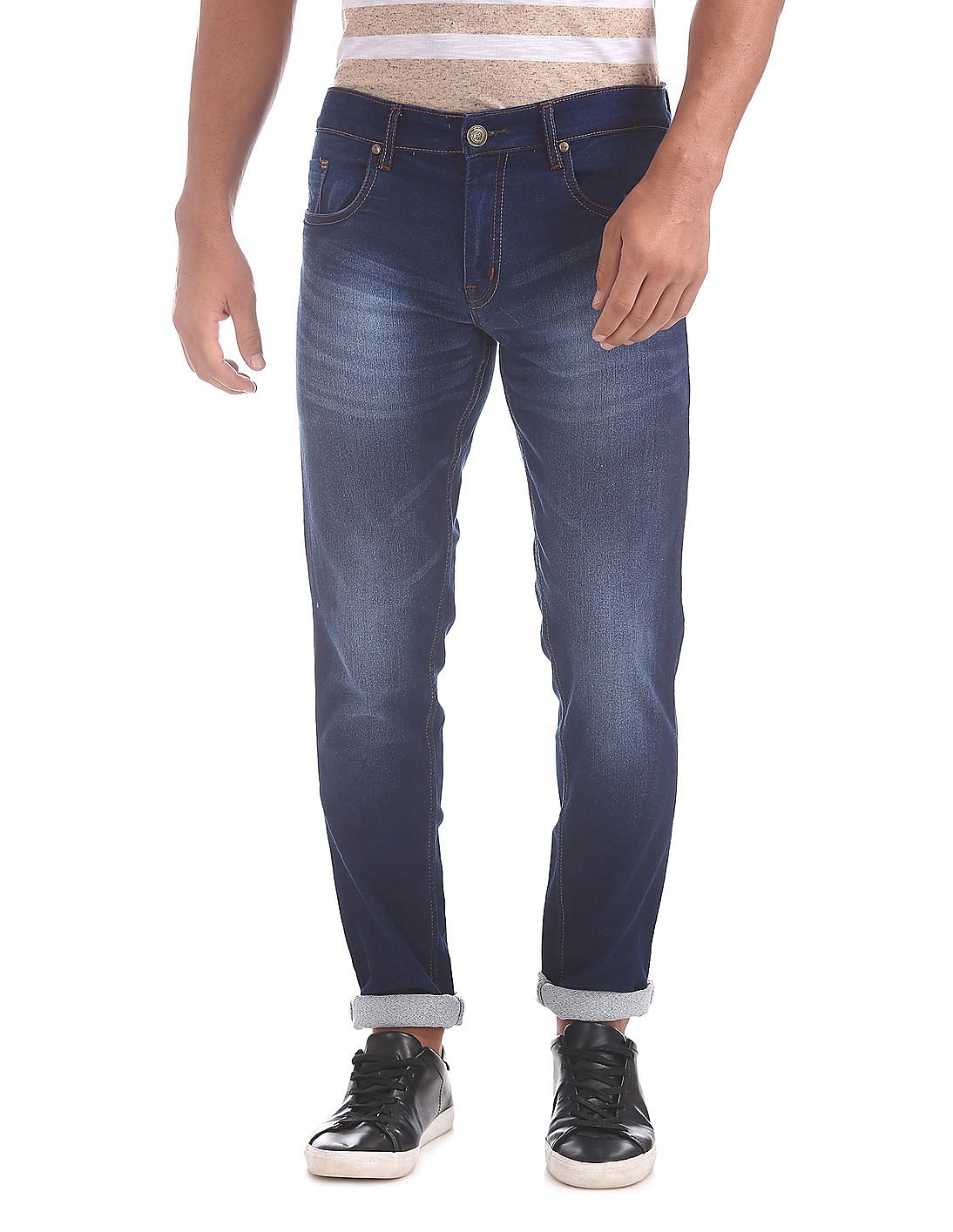 Buy Men Slim Fit Stone Washed Jeans online at NNNOW.com