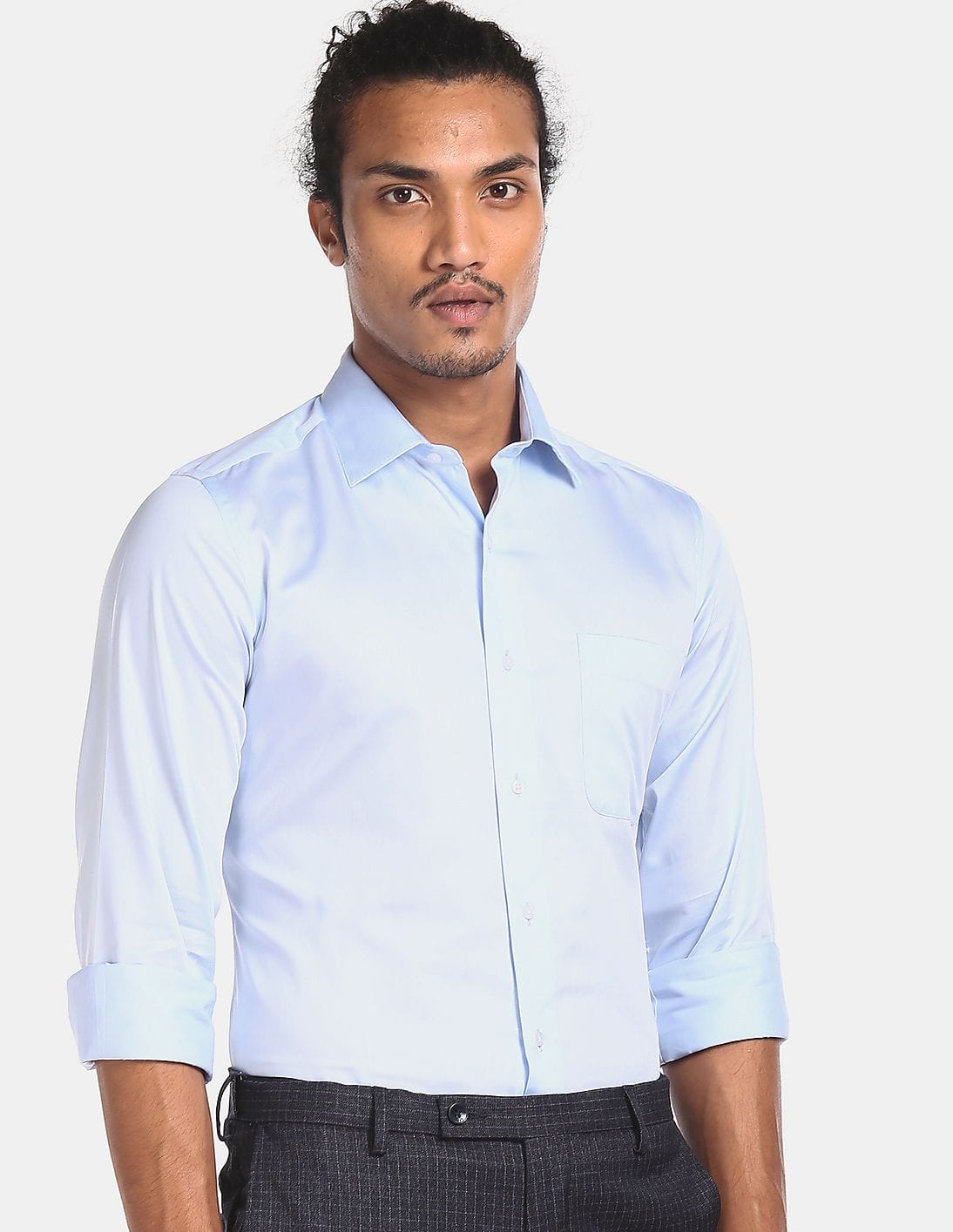 Buy Arrow Men Light Blue Cotton Solid Formal Shirt NNNOW