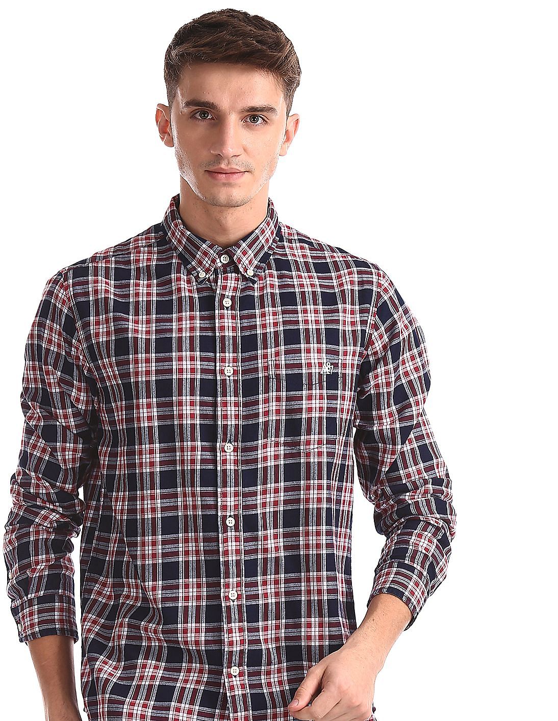 mens red button down
