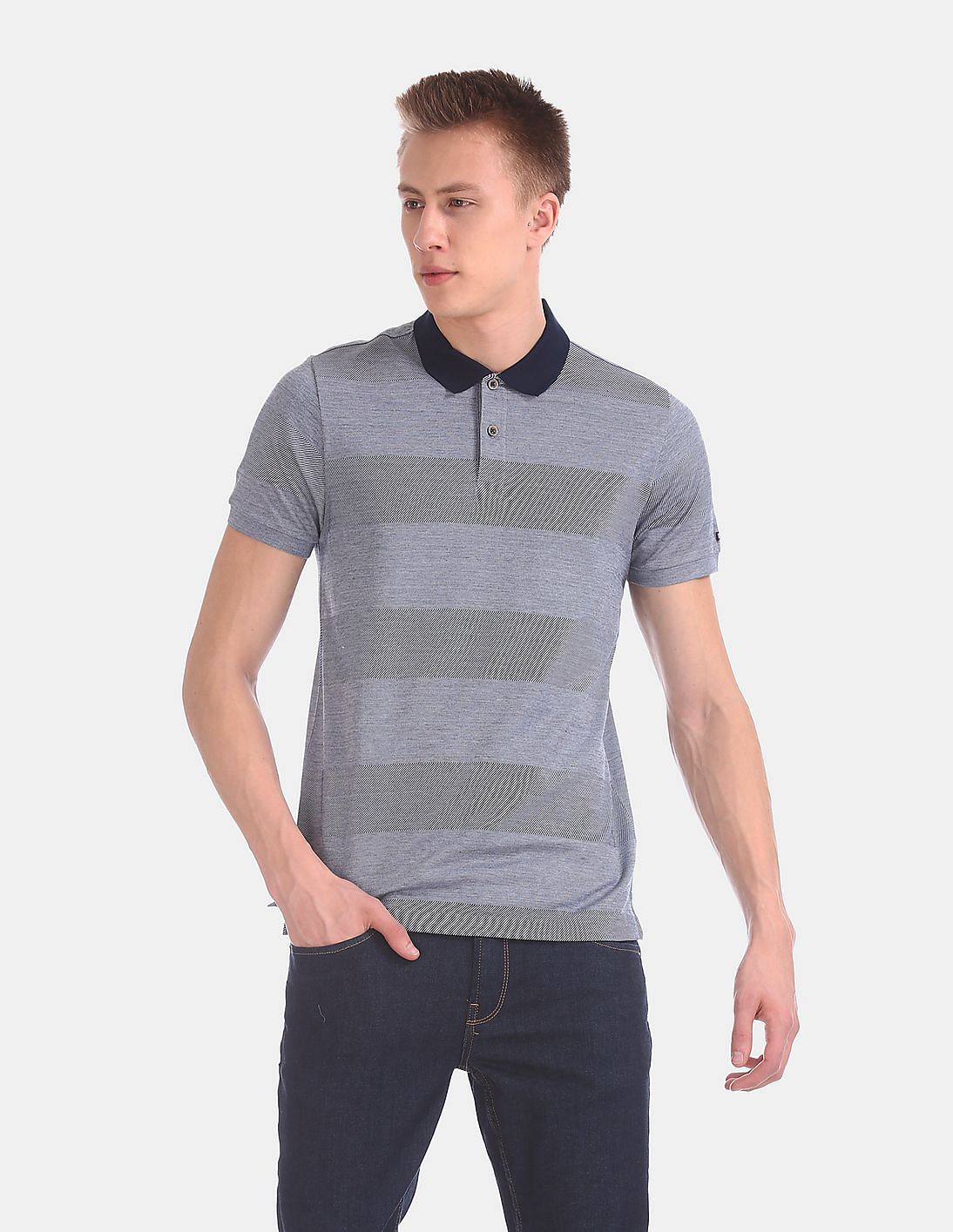 Buy Arrow Sports Patterned Stripe Short Sleeve Polo Shirt - NNNOW.com