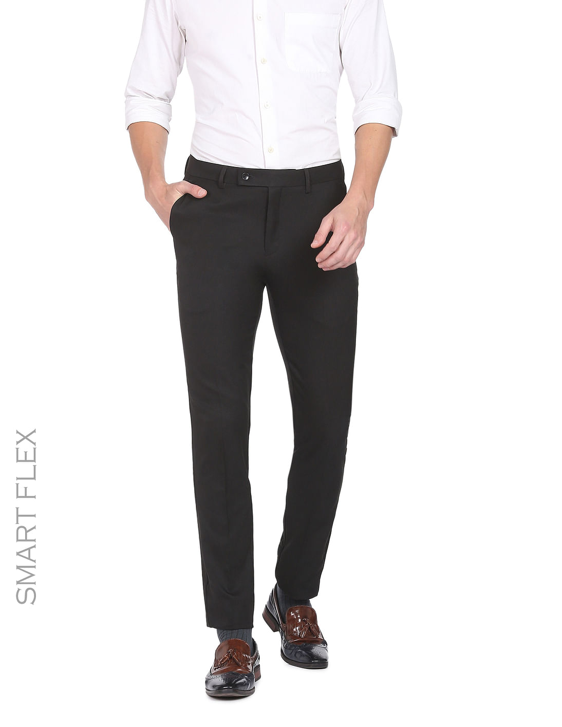 Father Sons Slim Formal Black Stretch Trousers - FST001