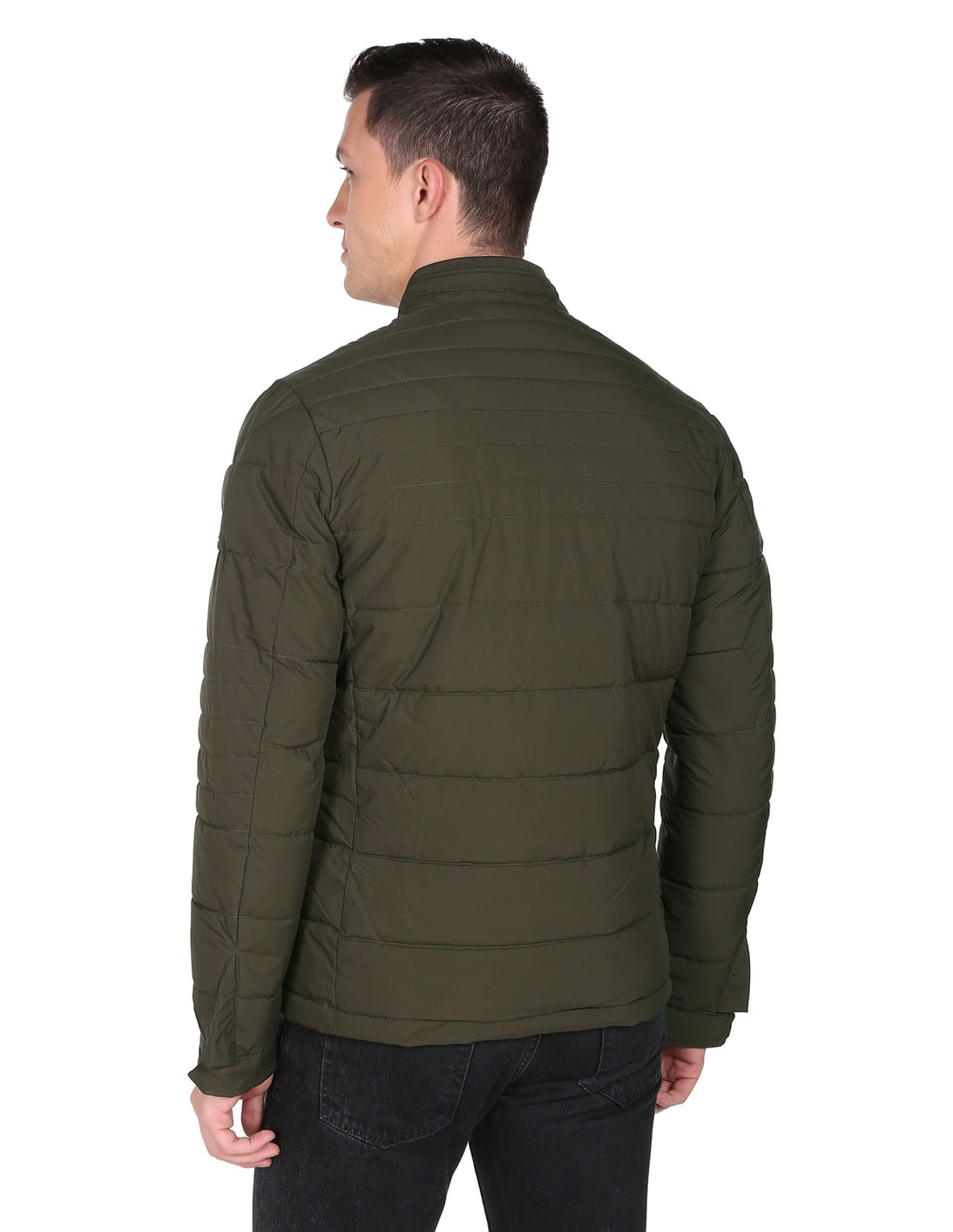 Buy Arrow Newyork High Neck Solid Polyester Padded Jacket