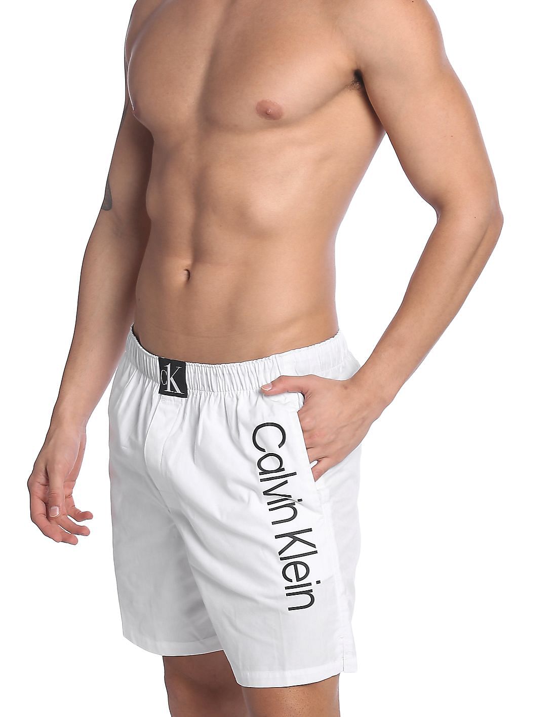 Buy Calvin Klein Underwear Men White Mid Rise Solid Cotton Boxers