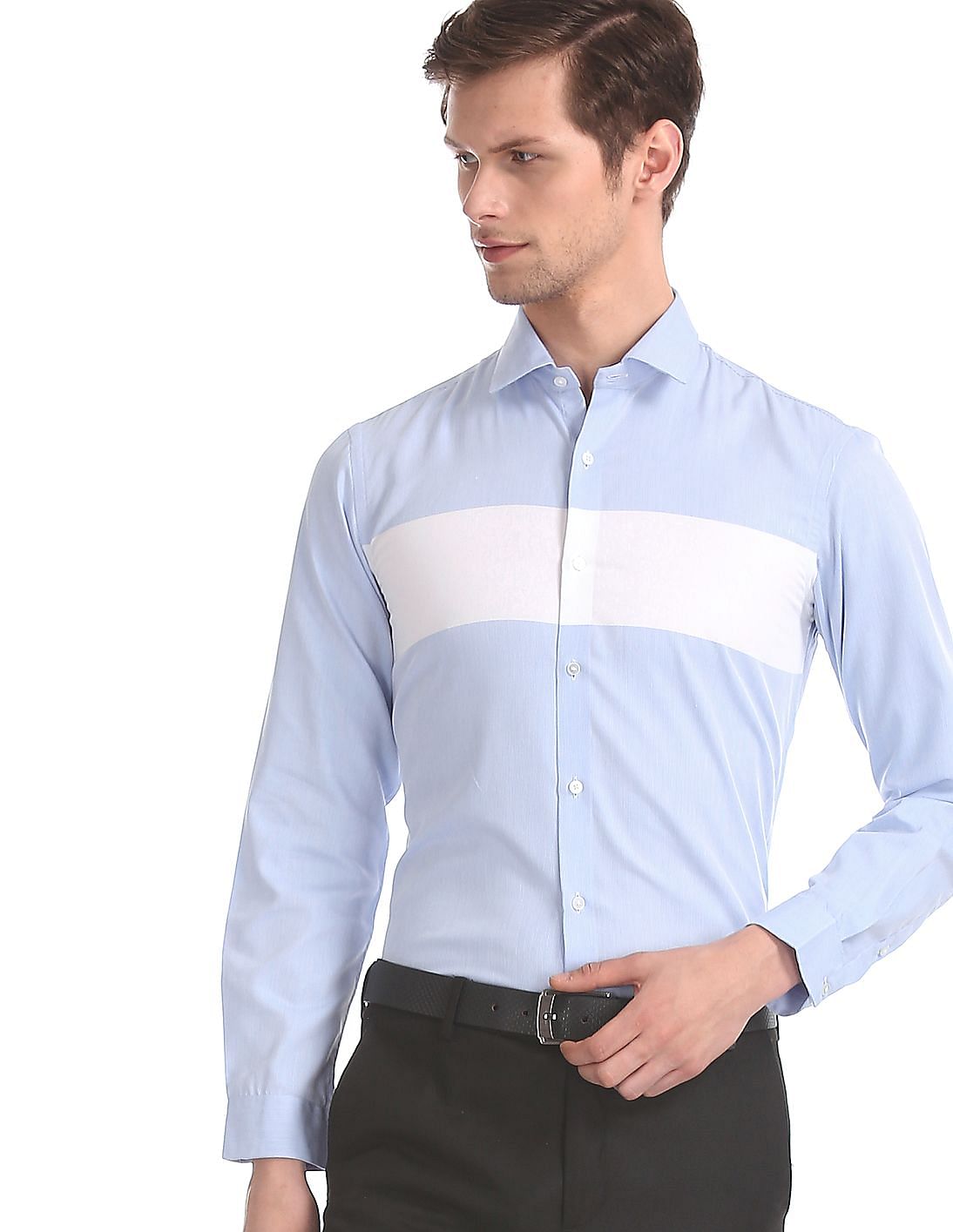 Buy Men Blue Snug Skinny Fit Striped Shirt online at NNNOW.com