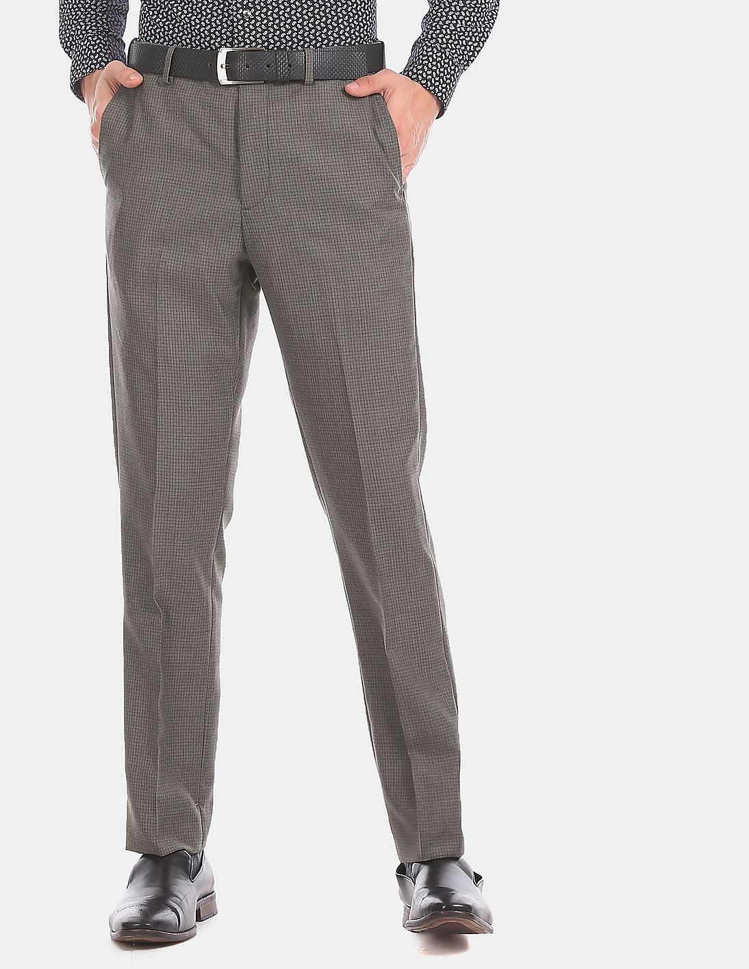 Buy Arrow Tapered Fit Patterned Wool Formal Trousers - NNNOW.com