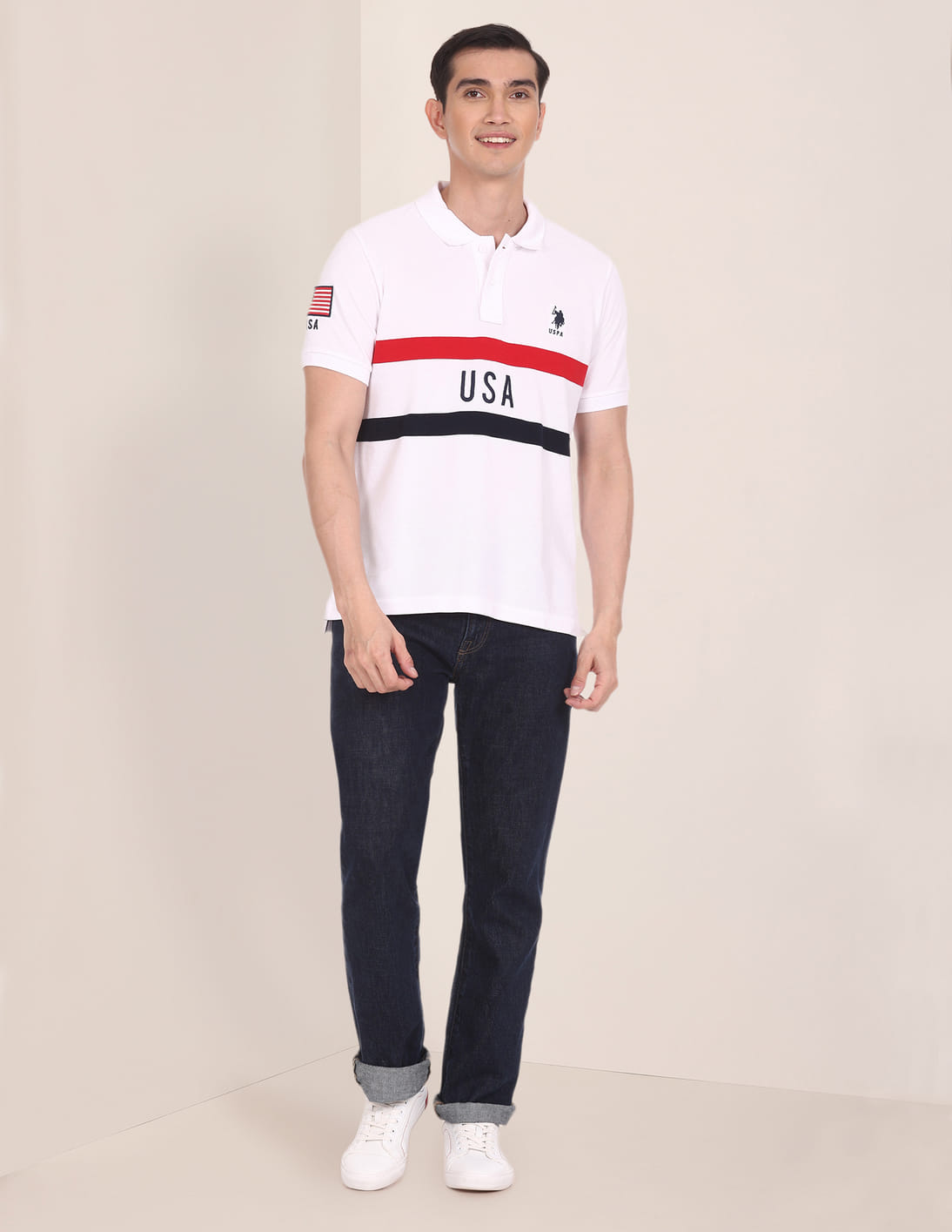 Buy U.S. Polo Assn. USA Flag Embroidered Pique Polo Shirt - NNNOW.com