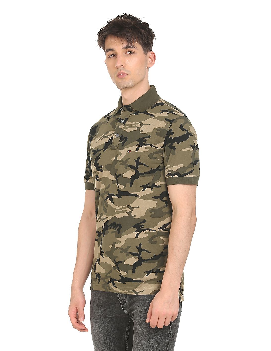 トップス camouflage pattern faded polo shirt Buy Tommy Hilfiger Men Olive Pique Camouflage Print Polo